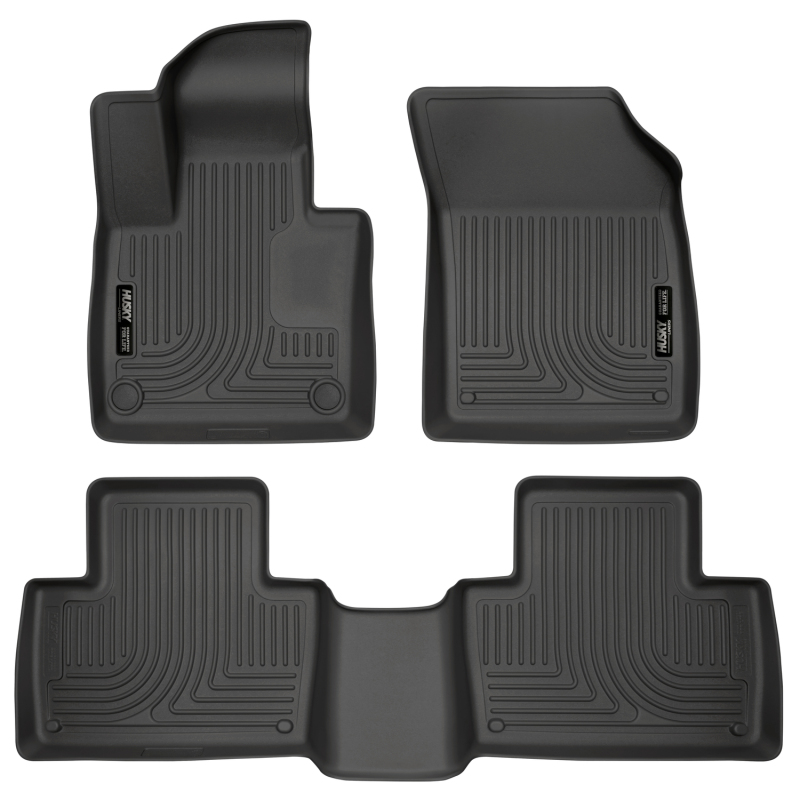 Volvo XC90 Floor Liners - Front + Rear - Husky Liners - WeatherBeater - Black - 2016